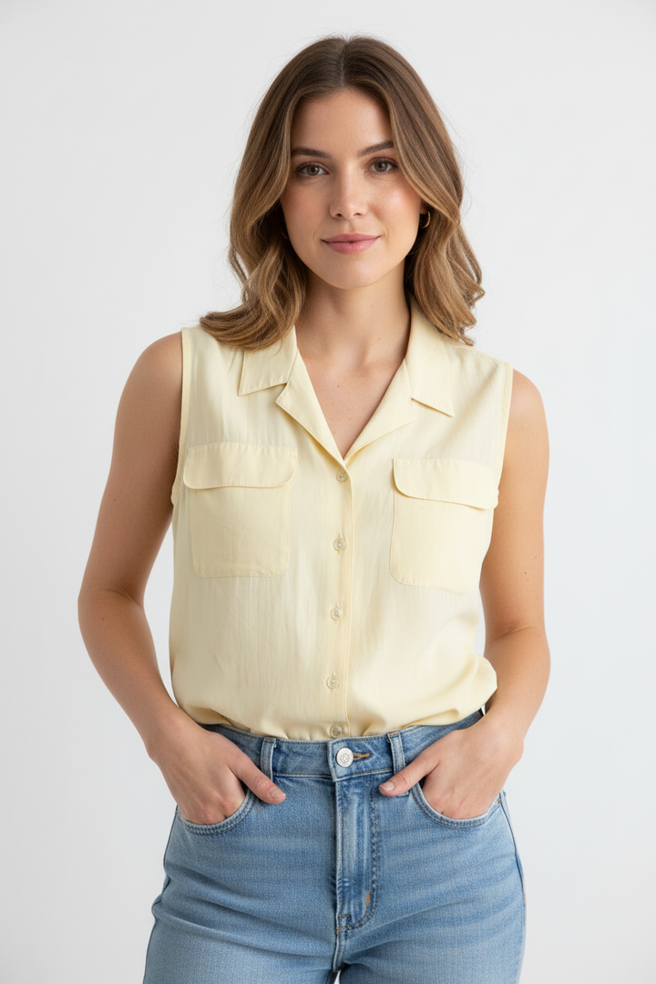 Buttercream Vintage Pocket Blouse