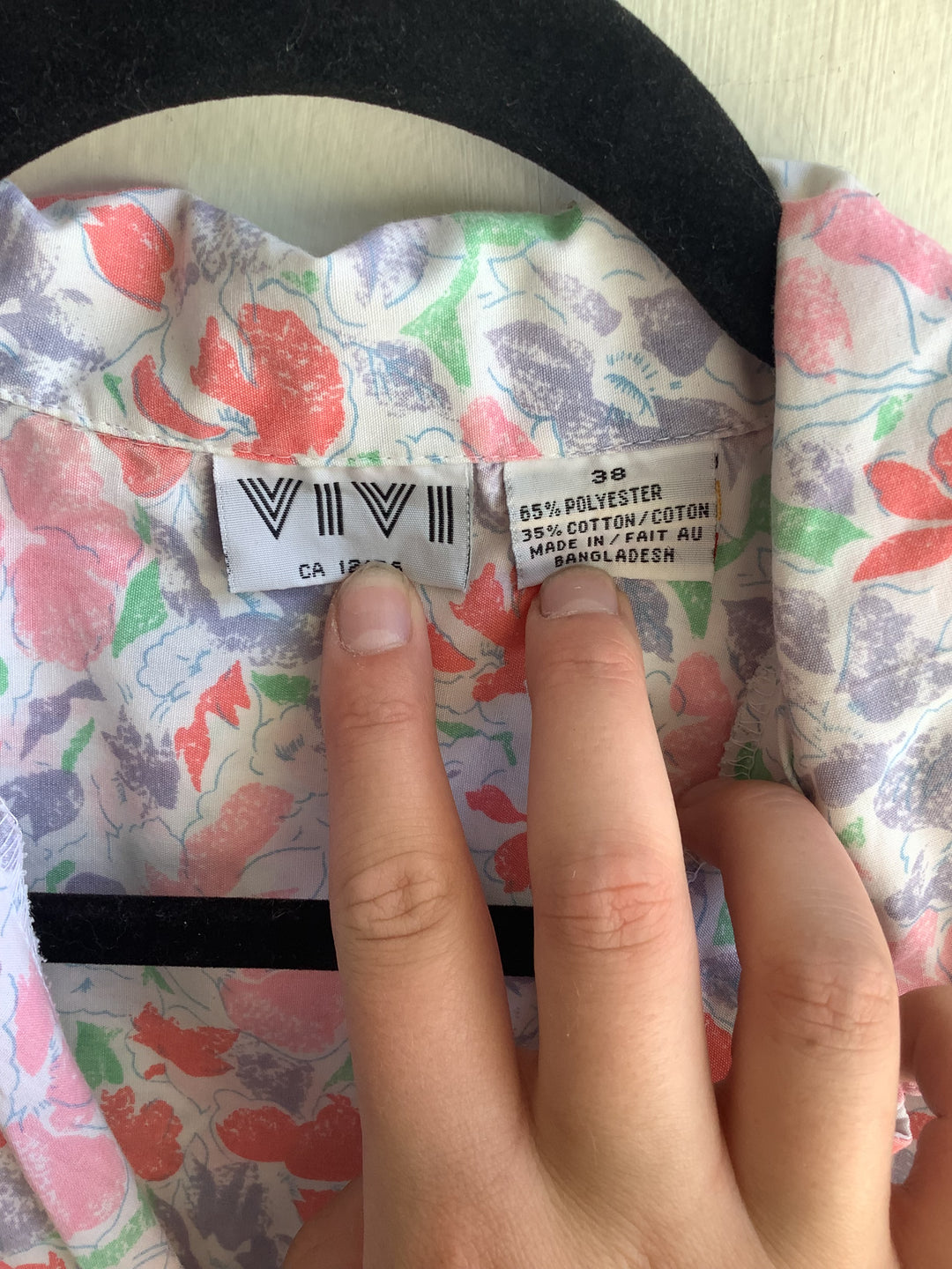 Vintage Pastel Floral Button-Up Blouse