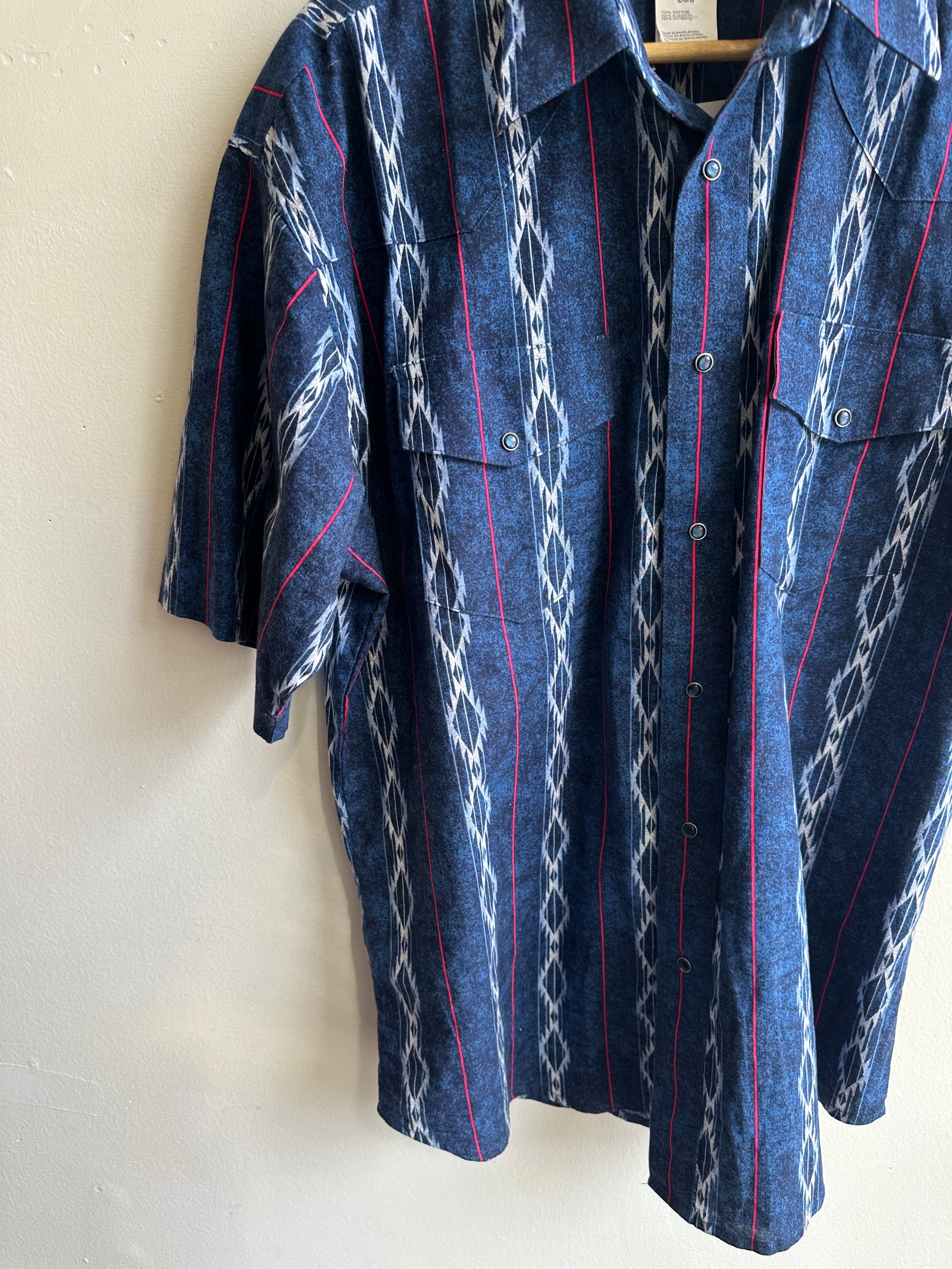 Vintage Men’s Blue Western Wrangler Shirt | Size Large