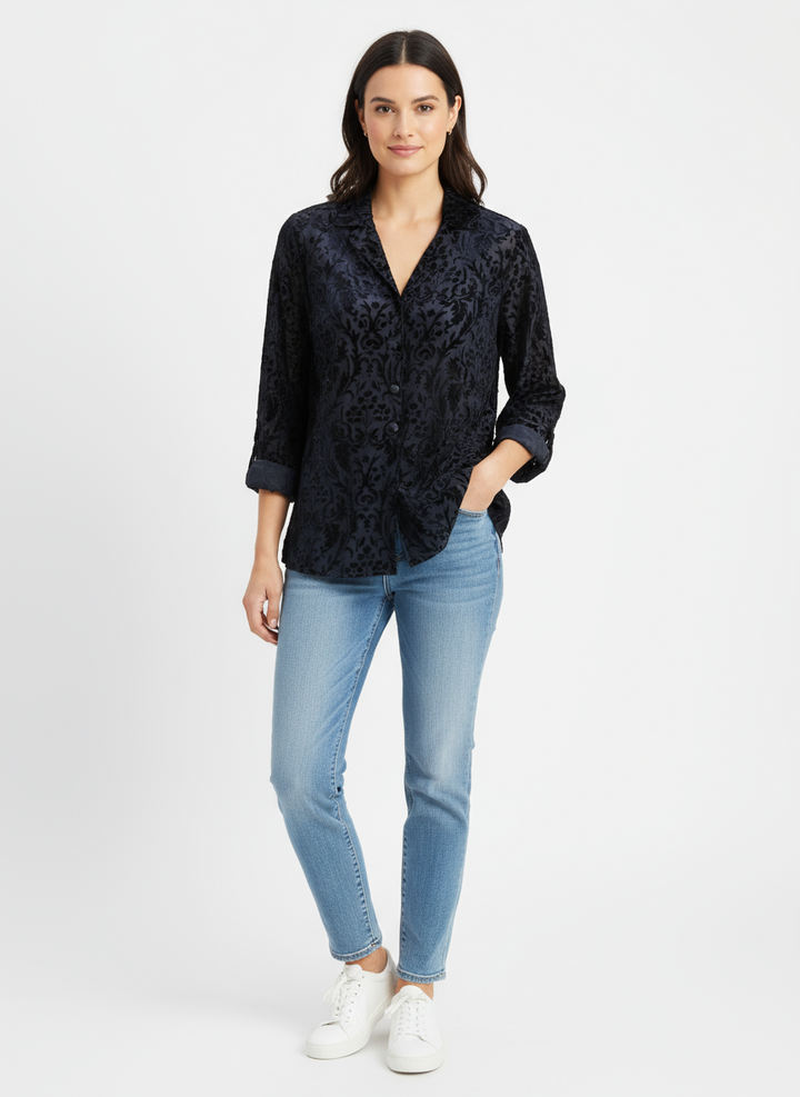 Vintage Black Burnout Velvet Jacket