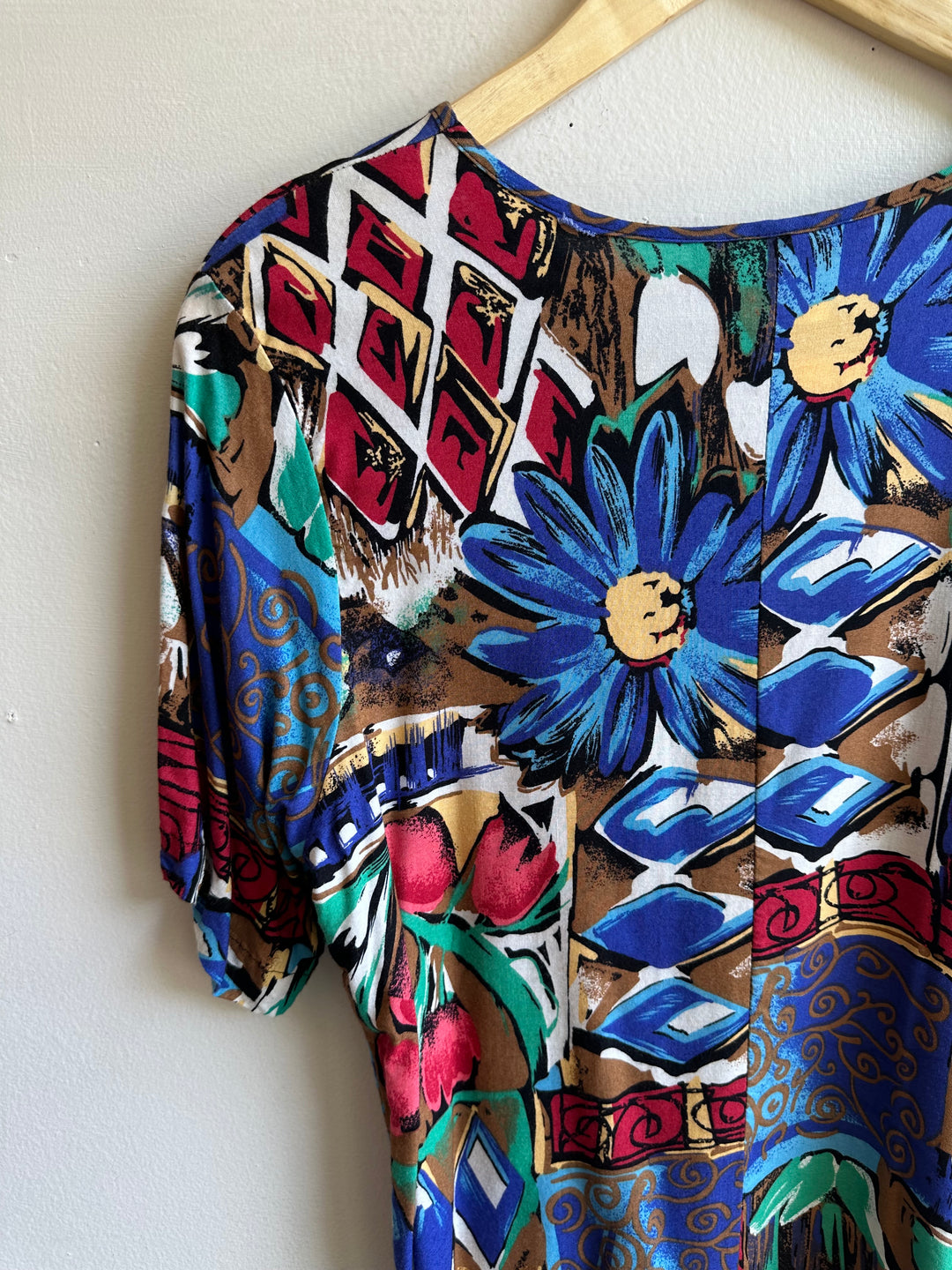Vintage Garden Riot Blouse | Bold ’90s Floral Patchwork Pattern | Size Medium
