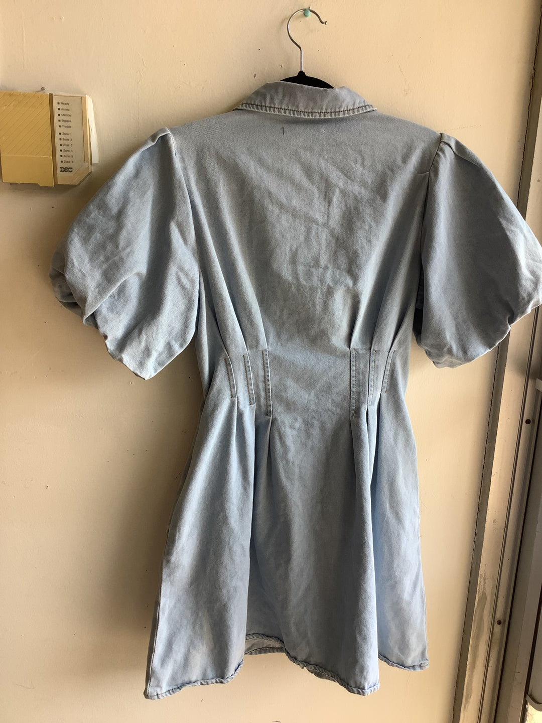 Caroline Morgan Puff Sleeve Denim Mini Dress