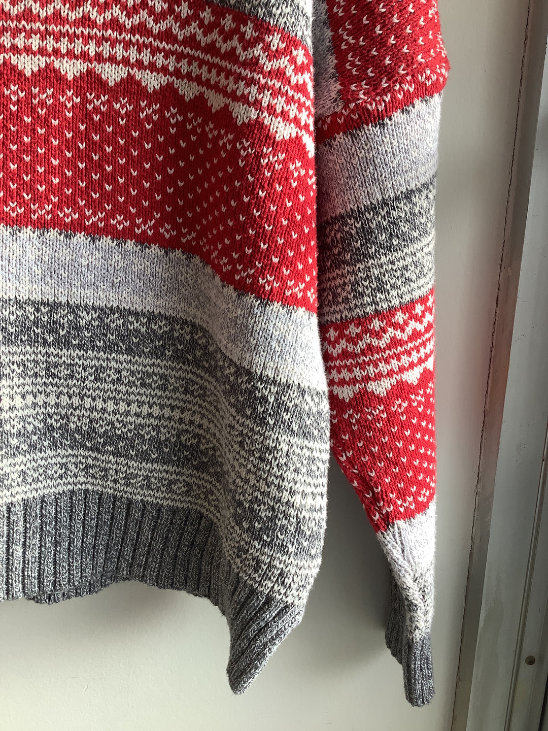 Red + Grey Knit Sweater