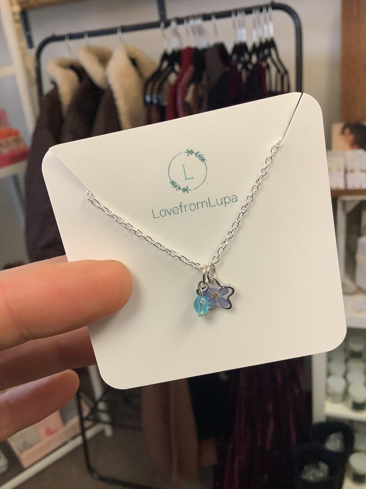Blue Flower Star Necklace- Love From Lupa