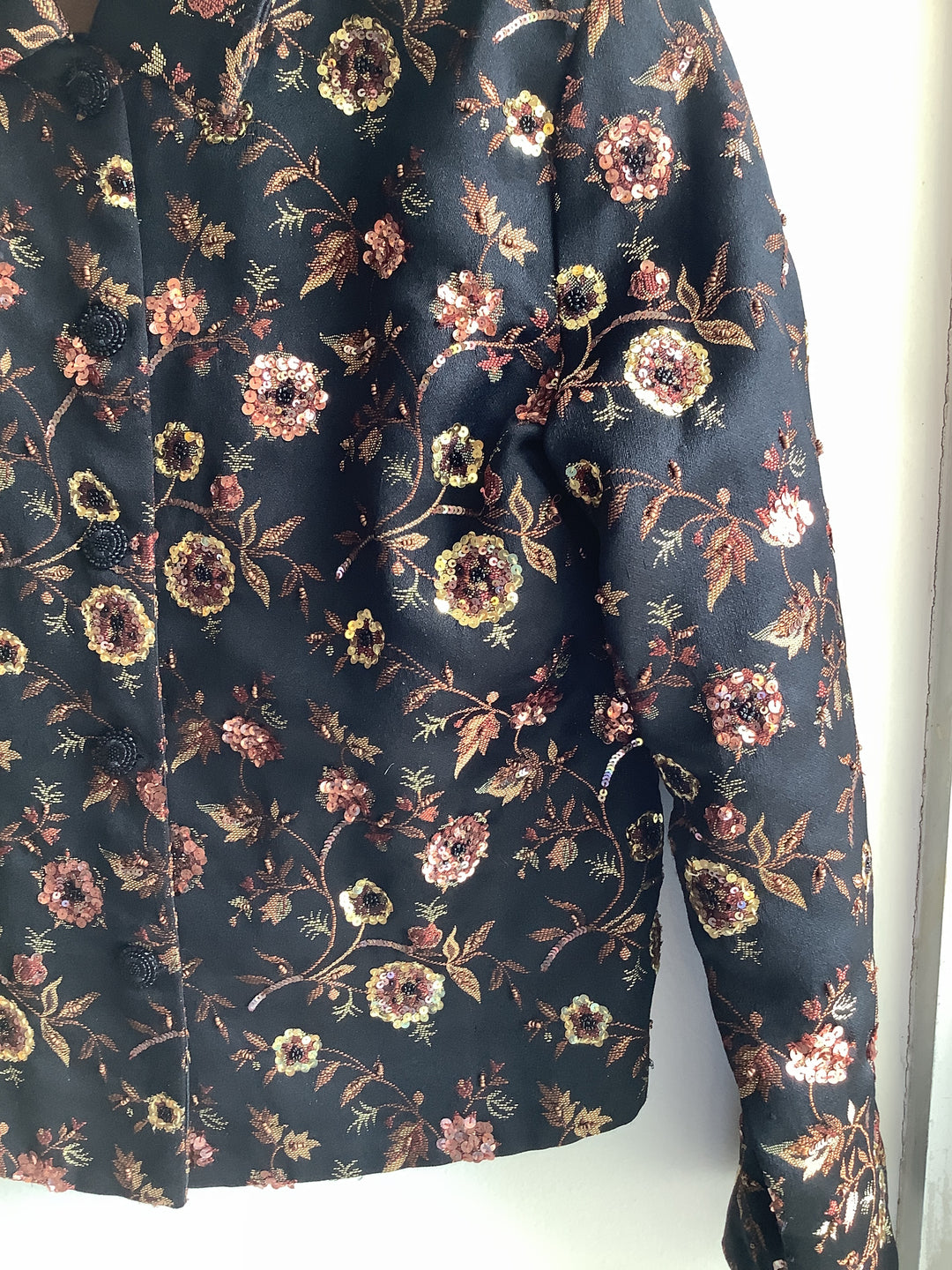 Vintage Floral Brocade Cropped Jacket