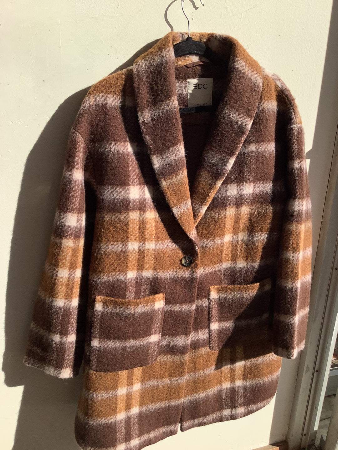 Brown and Caramel Plaid Coat