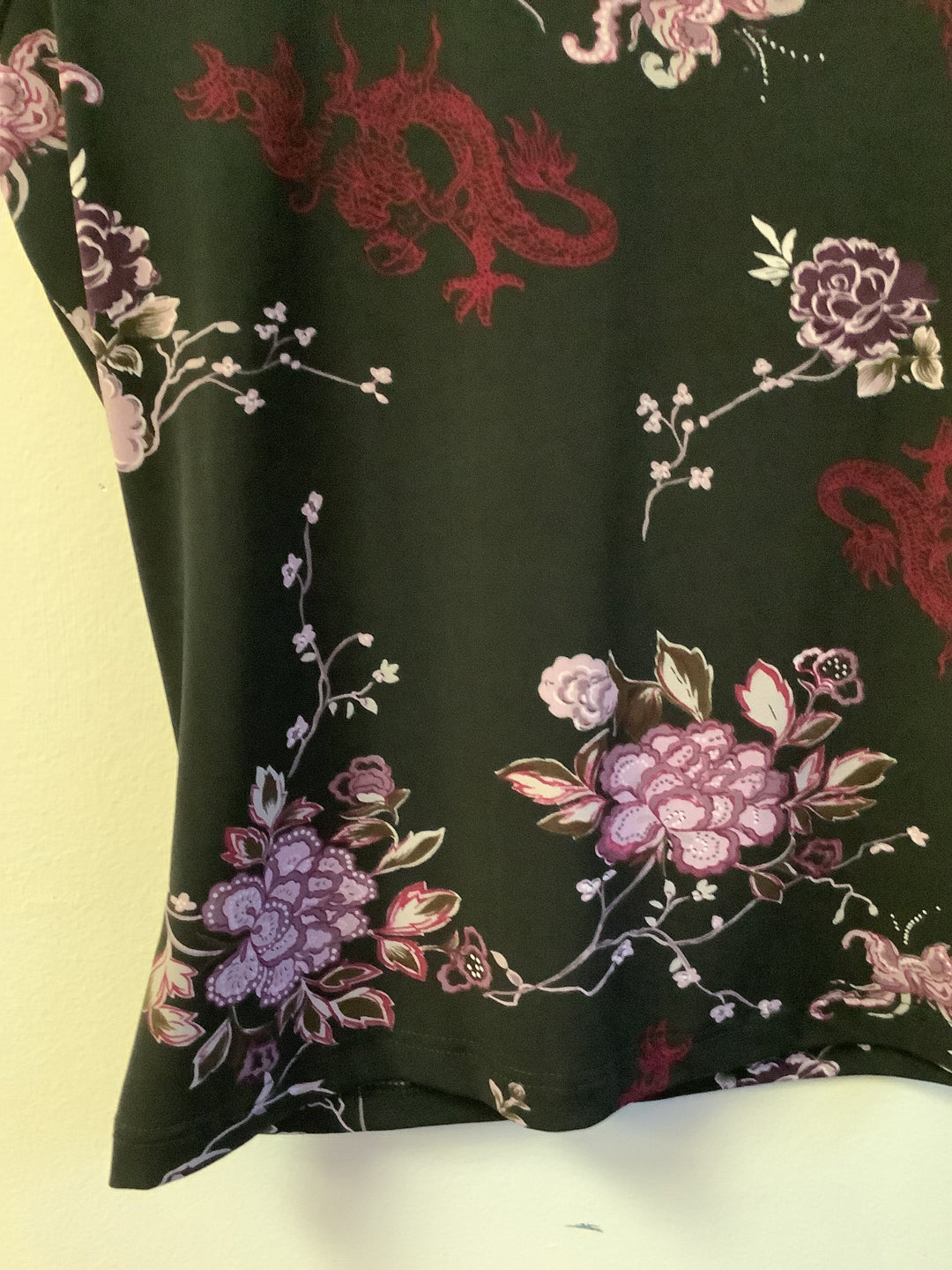 Vintage Dragon Bloom Satin Mandarin Top