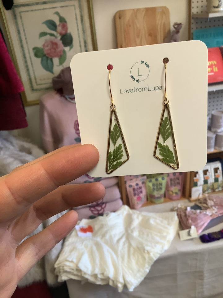 Fern Inlay Resin Drop Earrings- Love From Lupa