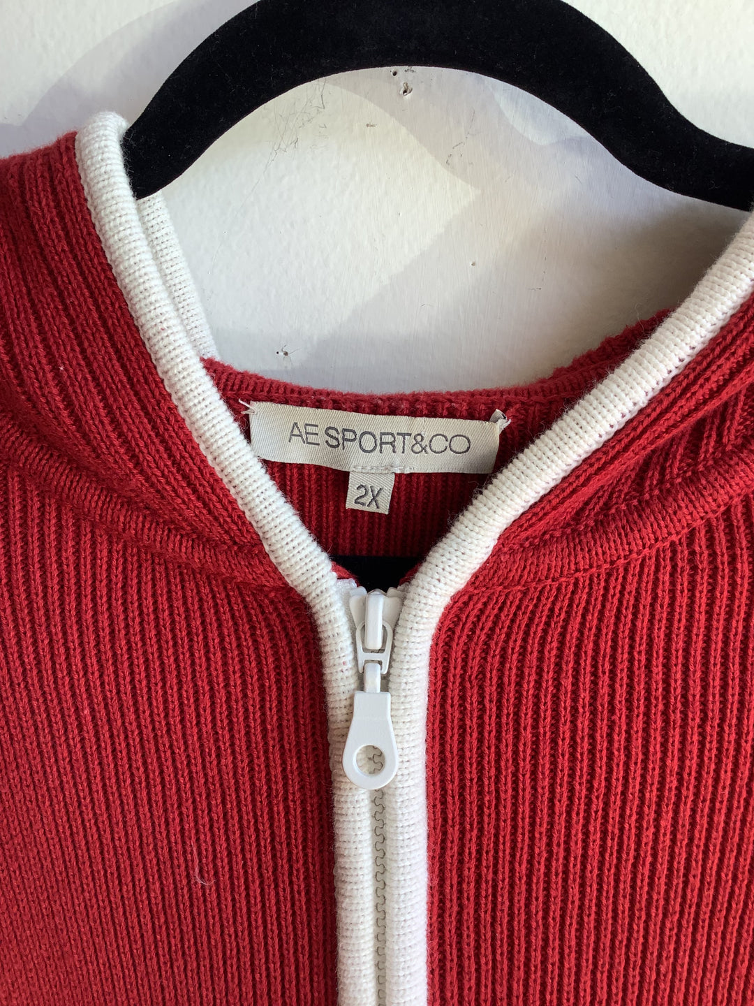 Red Cotton Zip Up Hoodie