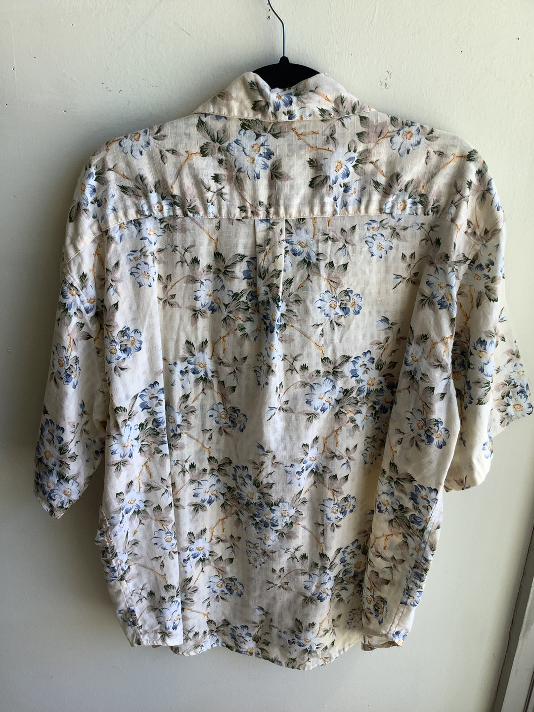 Vintage Penmans Plus Blue Floral Linen Blend Blouse