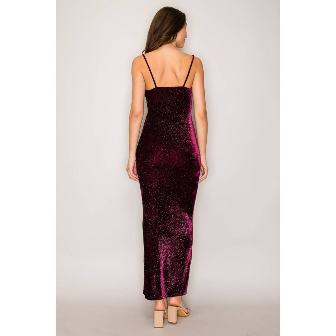 Glitter Velvet Cowl Neck Maxi Dress