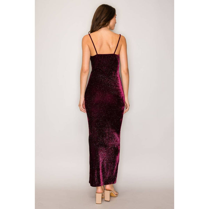 Glitter Velvet Cowl Neck Maxi Dress