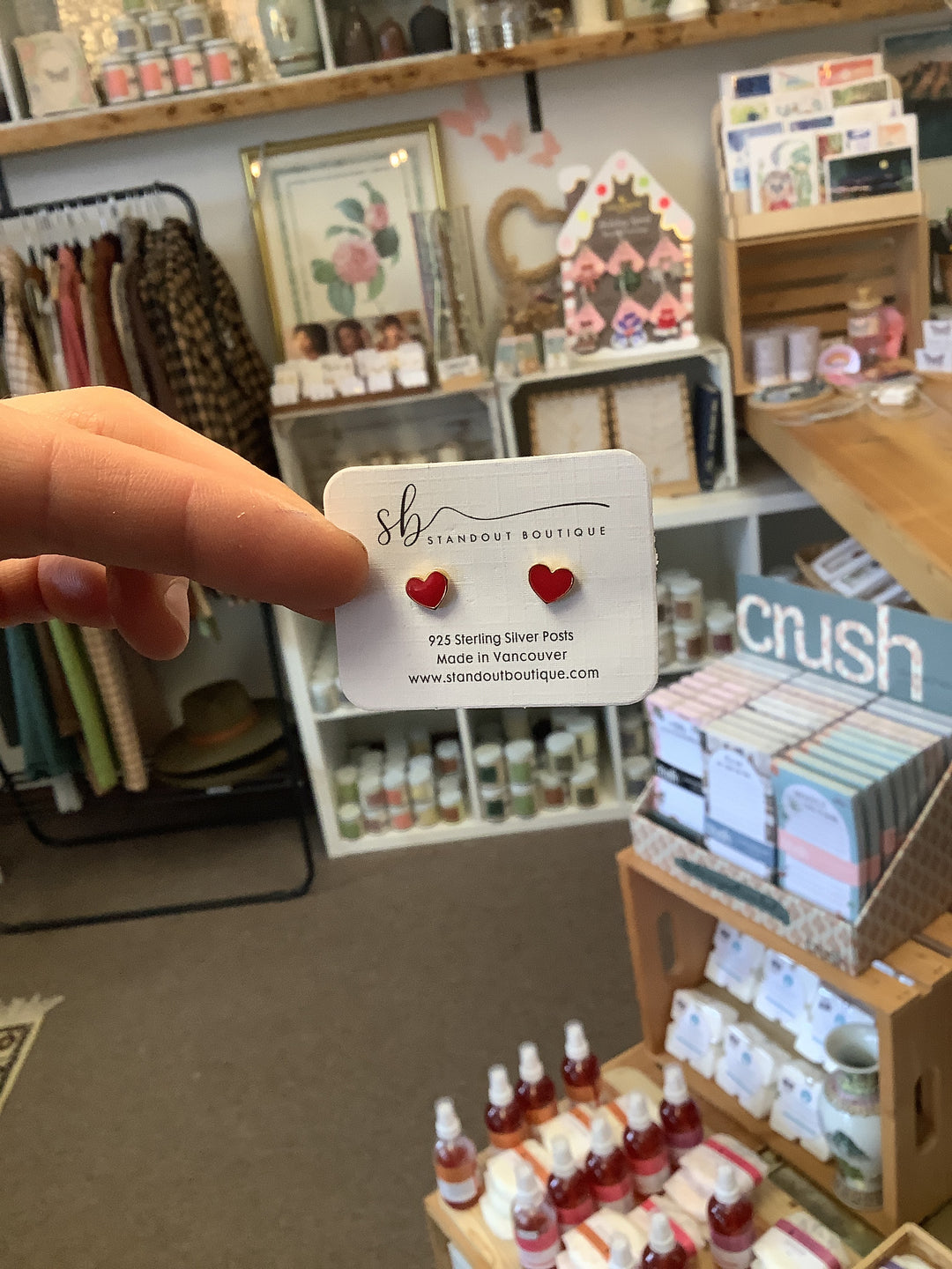 Enamel Red Heart Studs-Standout Boutique (Vancouver, BC)