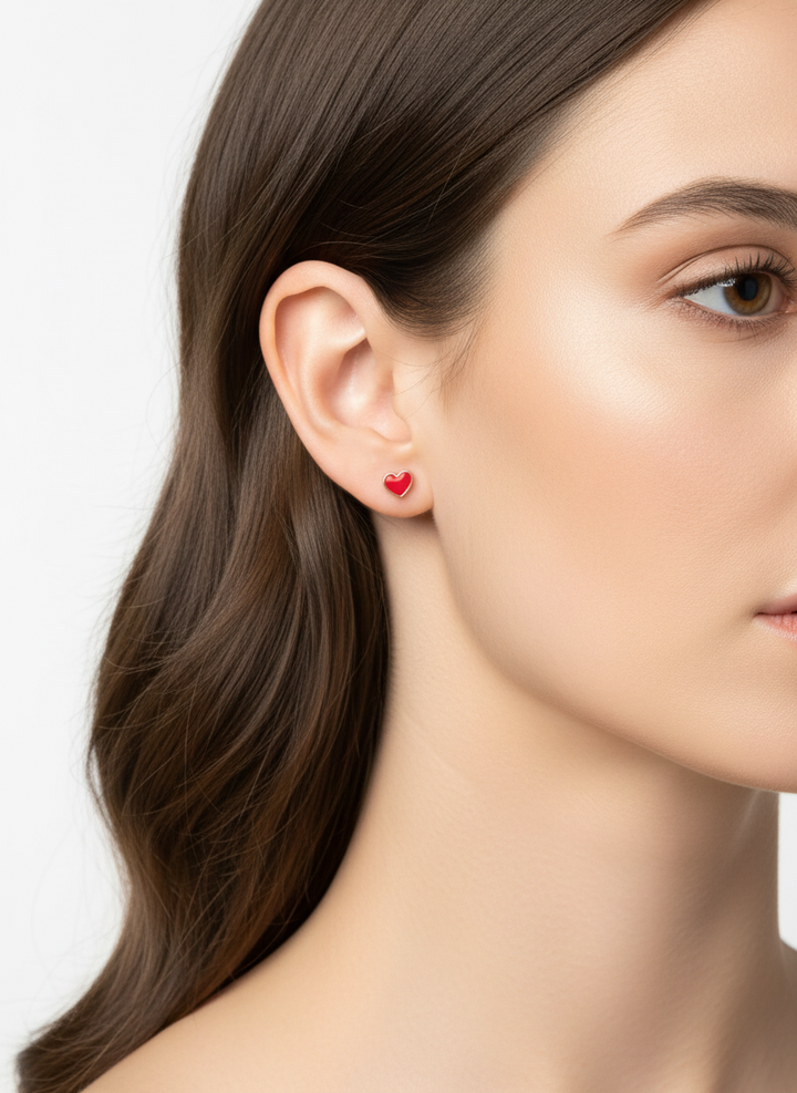 Enamel Red Heart Studs-Standout Boutique (Vancouver, BC)