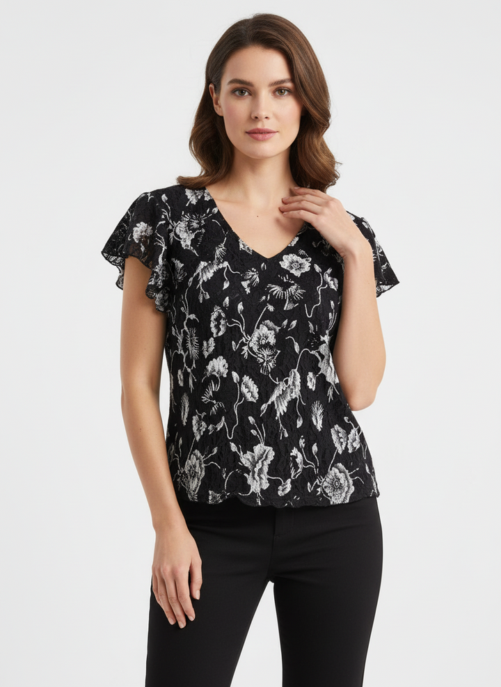 Vintage Lace Floral Knit Tee