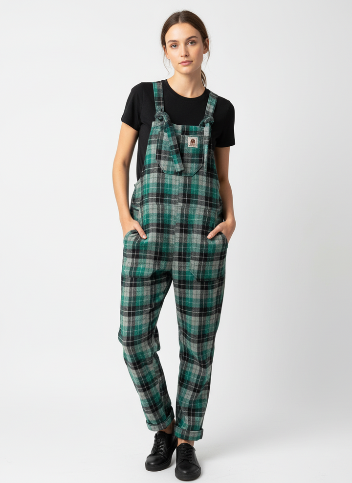 Butterflies in Ballgowns Forest Flannel Overalls