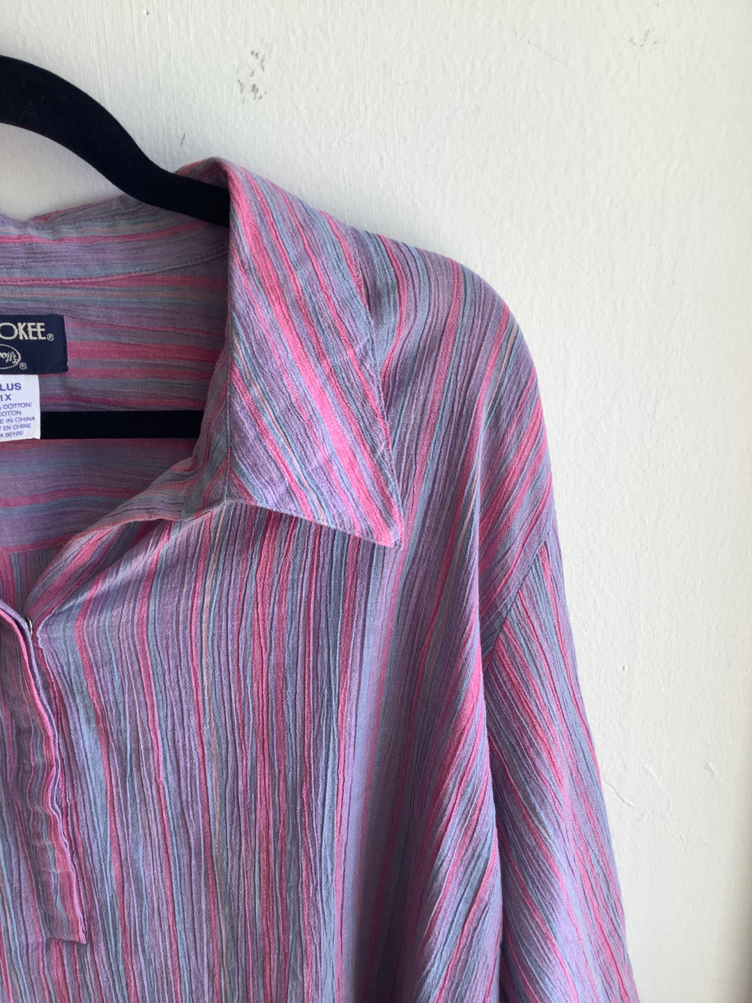 Vintage Cherokee Pastel Crinkle Cotton Tunic