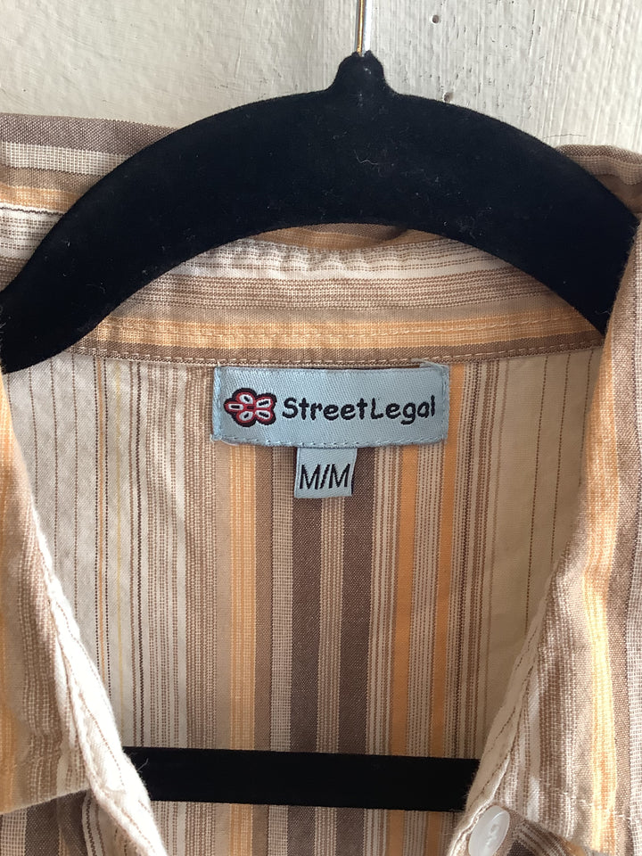 Vintage Striped Sleeveless Button Up