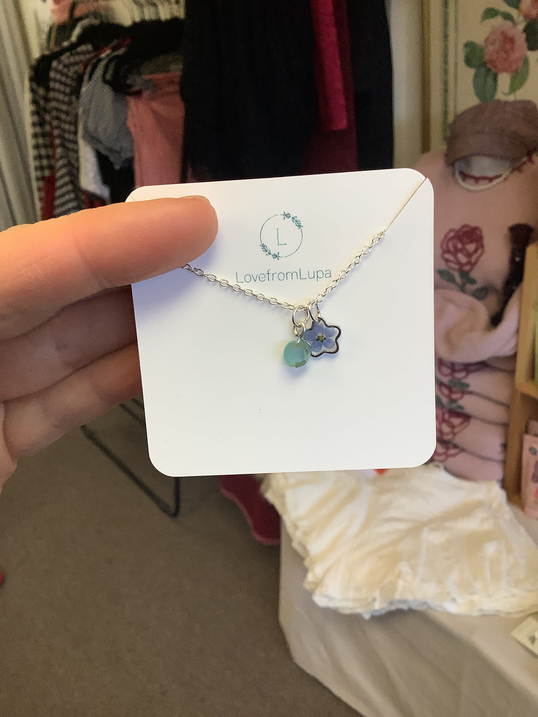Blue Flower Star Necklace- Love From Lupa
