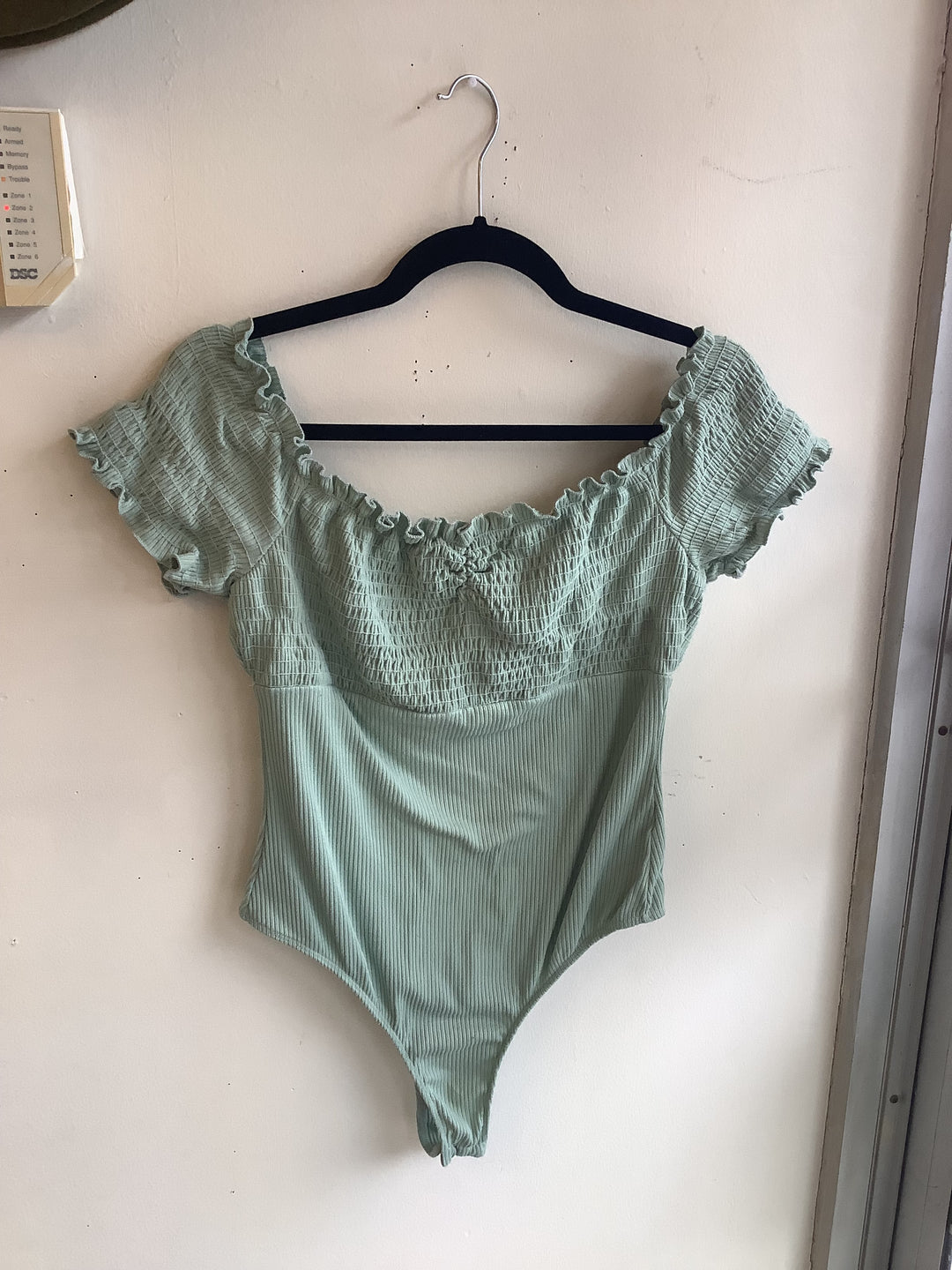 Sage Smocked Off-Shoulder Bodysuit