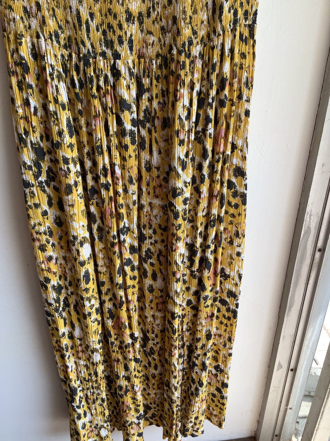 Mustard Floral Smocked Midi Dress