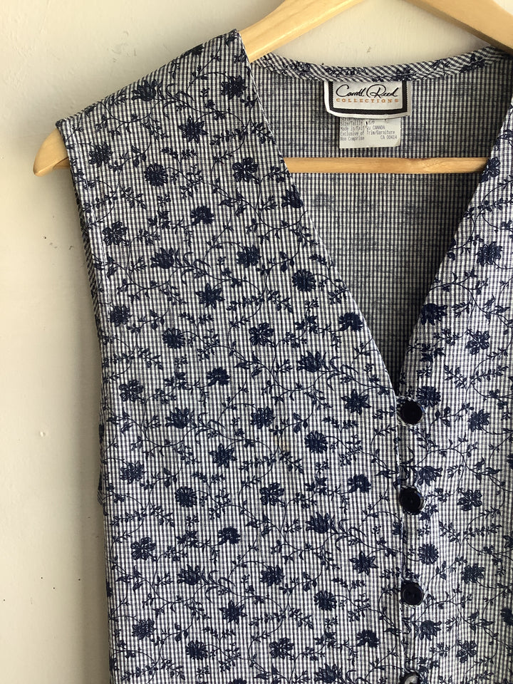 Vintage Midnight Meadow Button Up Vest
