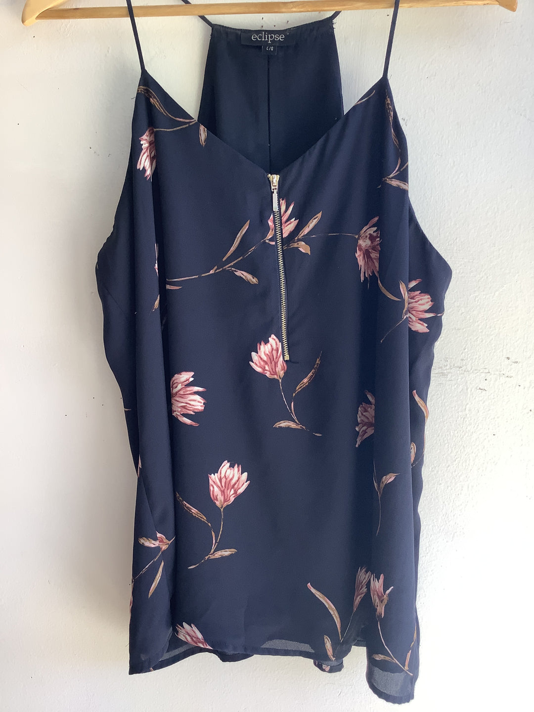 Midnight Bloom Zip Front Cami