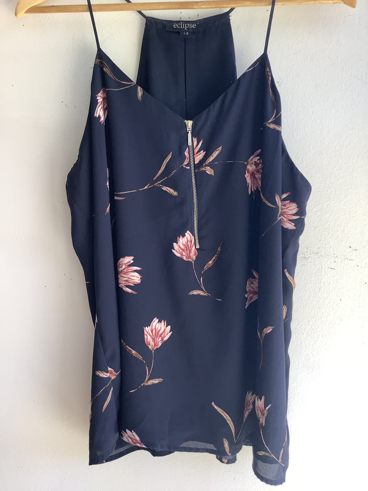 Midnight Bloom Zip Front Cami