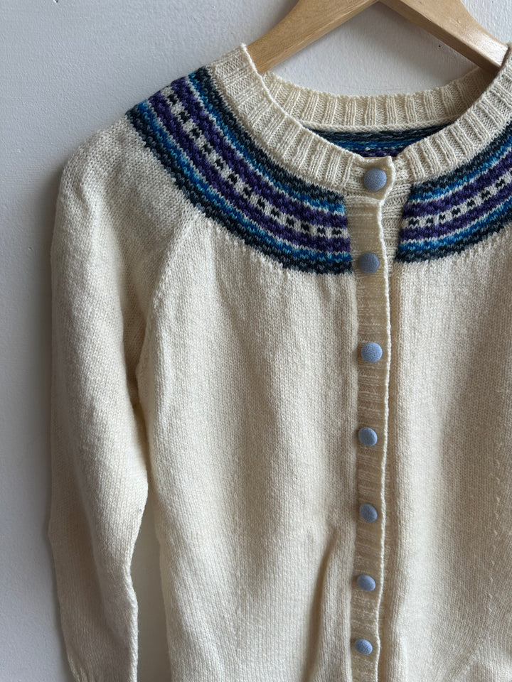 Debbie Svensson Hand Knit Merino Wool Fair Isle Cardigan