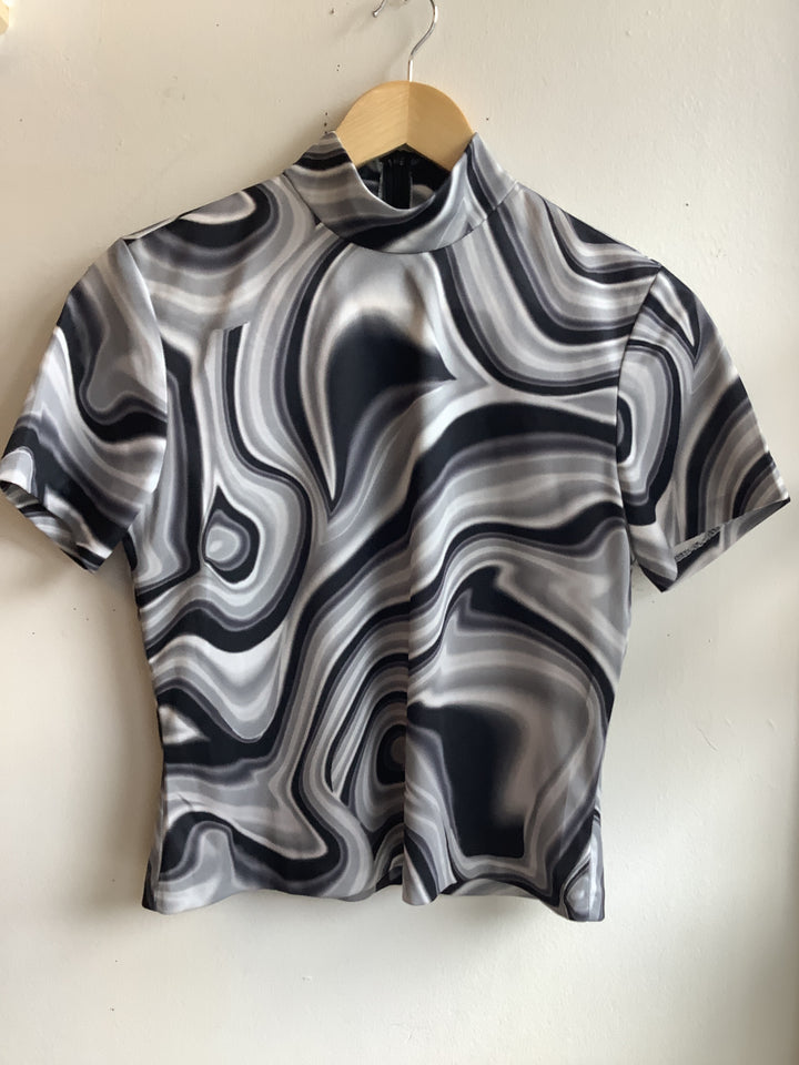 90s Midnight Marble Mock Neck Top