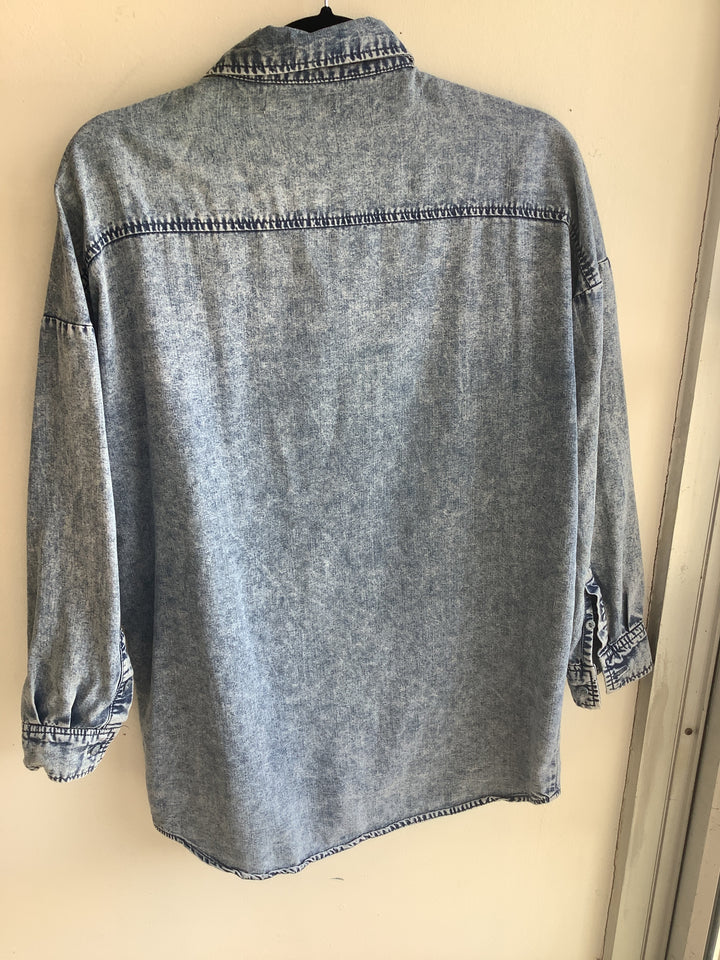 Retro Girl Acid Wash Denim Shirt