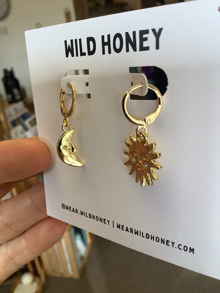 Wild Honey Sun + Moon Dangle Earrings