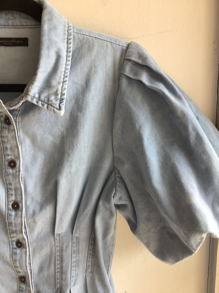 Caroline Morgan Puff Sleeve Denim Mini Dress