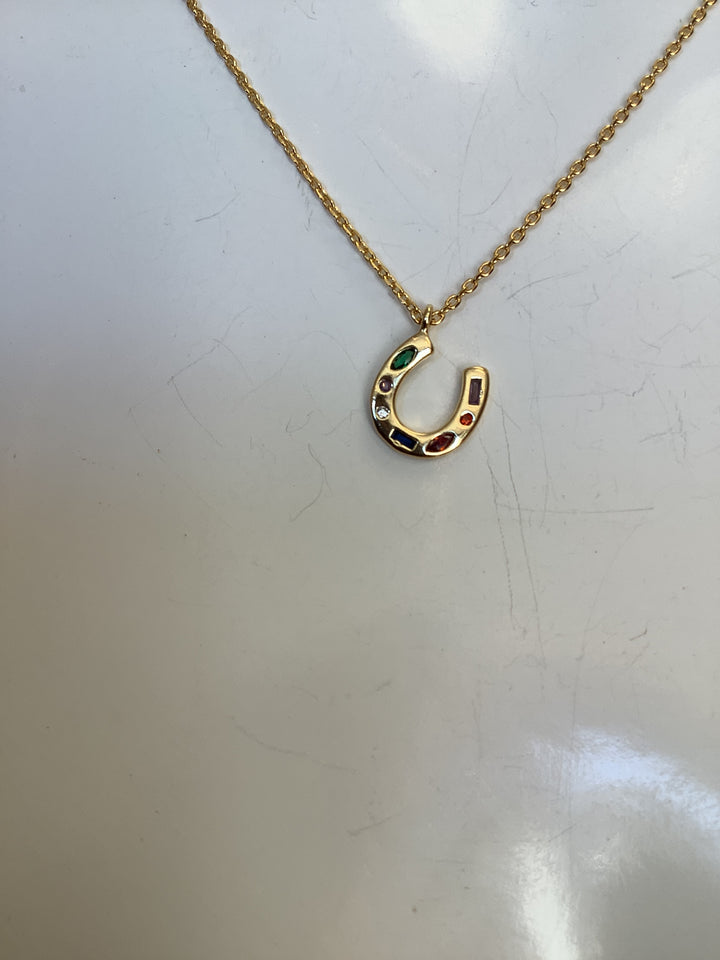 Standout Boutique Horseshoe Necklace w/ Pave Gemstones