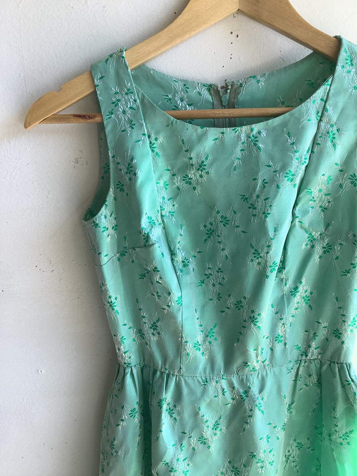 Vintage Mint Floral Maxi Dress