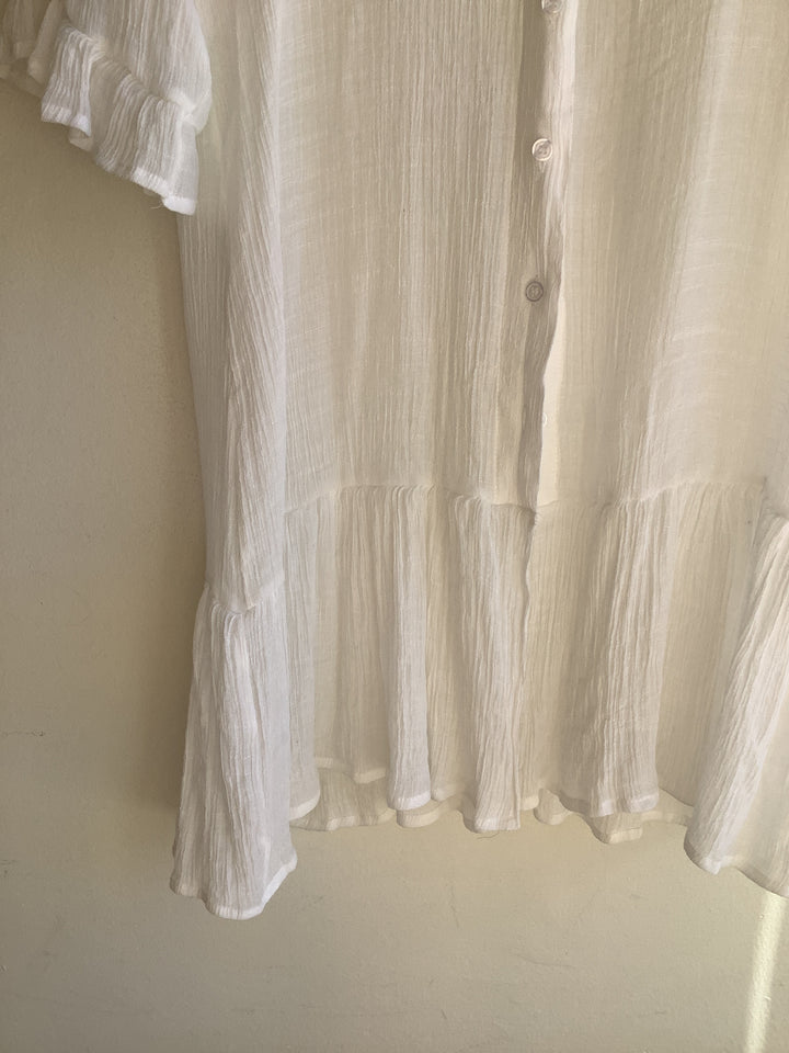 Vintage Inspired White Button Down Dress