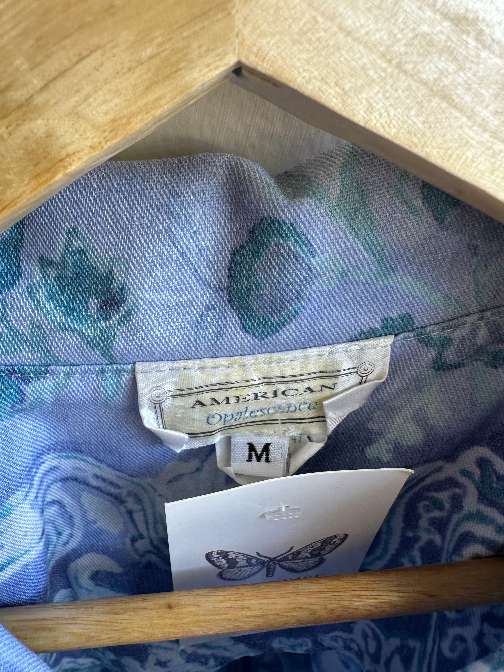 Vintage Sheet Western Shirt | Blue Paisley Bloom | Size Medium