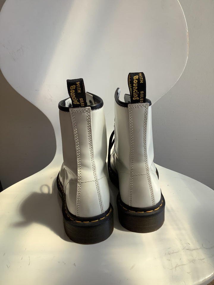 White Dr. Martens 8-Eye Combat Boots