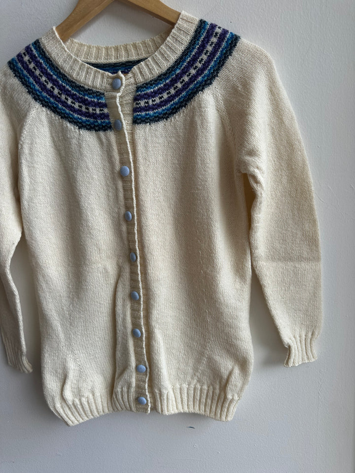 Debbie Svensson Hand Knit Merino Wool Fair Isle Cardigan