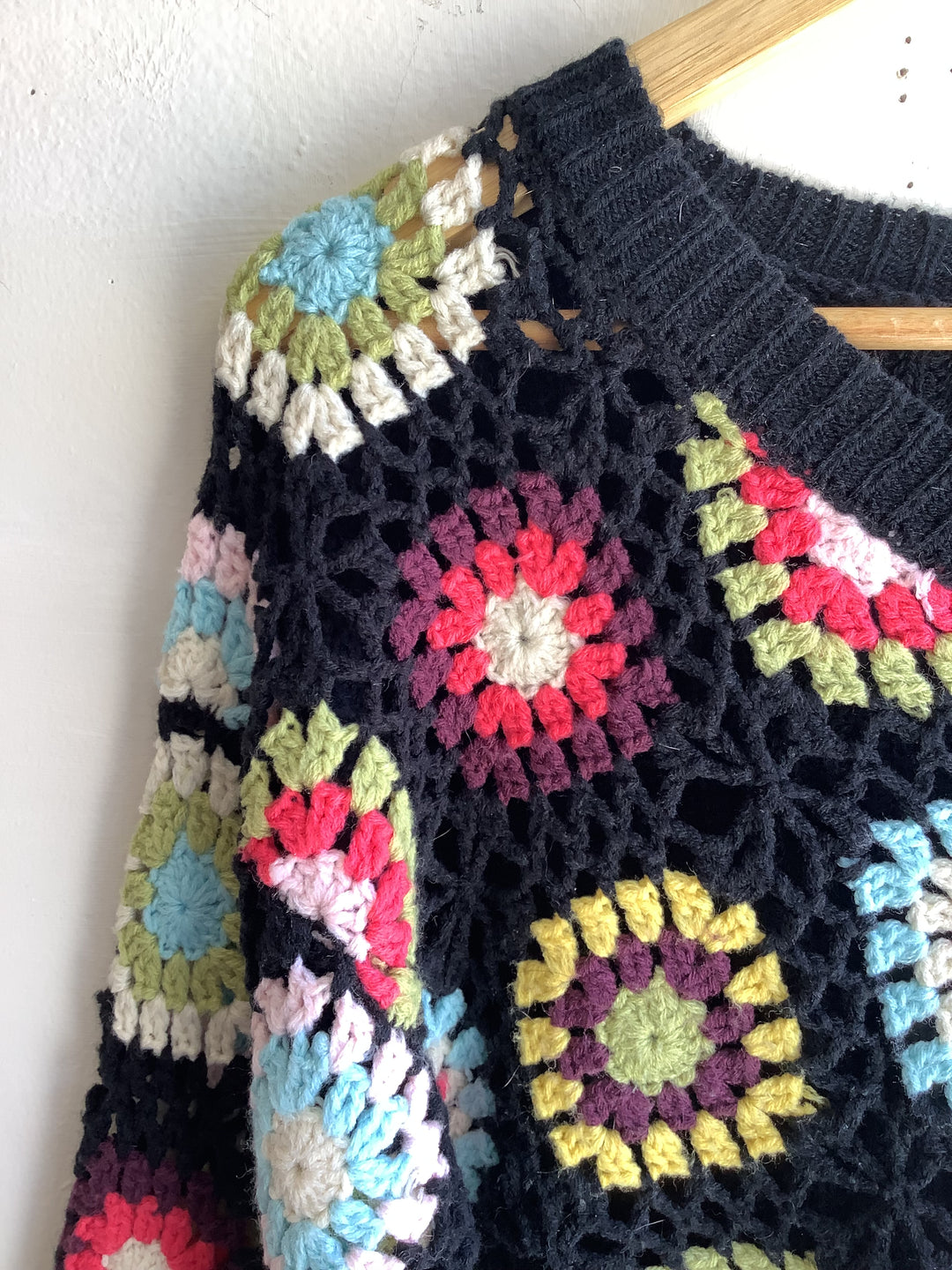 Retro Crochet Cropped Cardigan