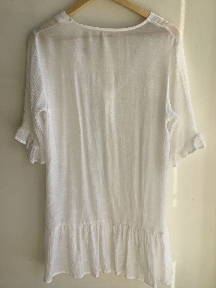 Vintage Inspired White Button Down Dress