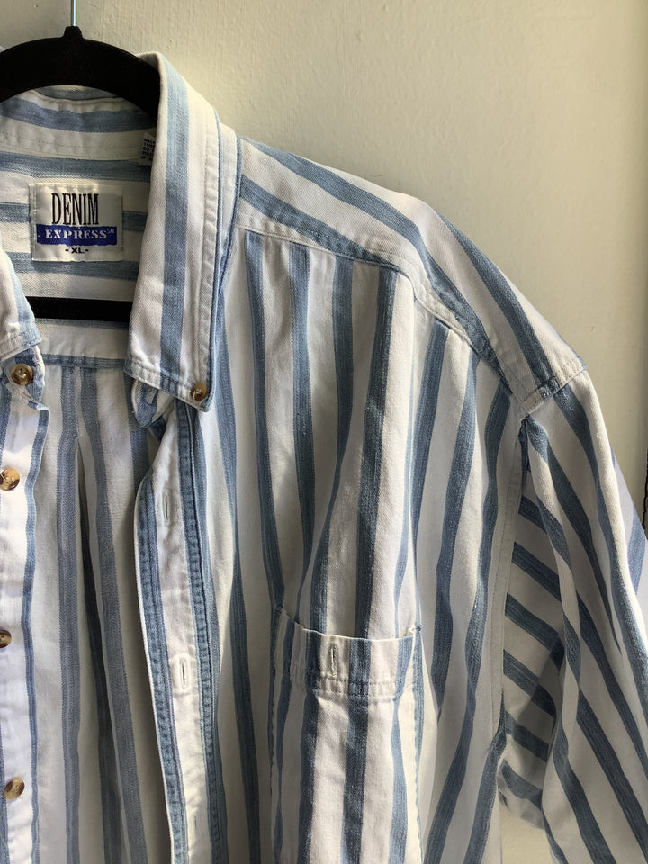 Vintage Blue Stripe Button-Up