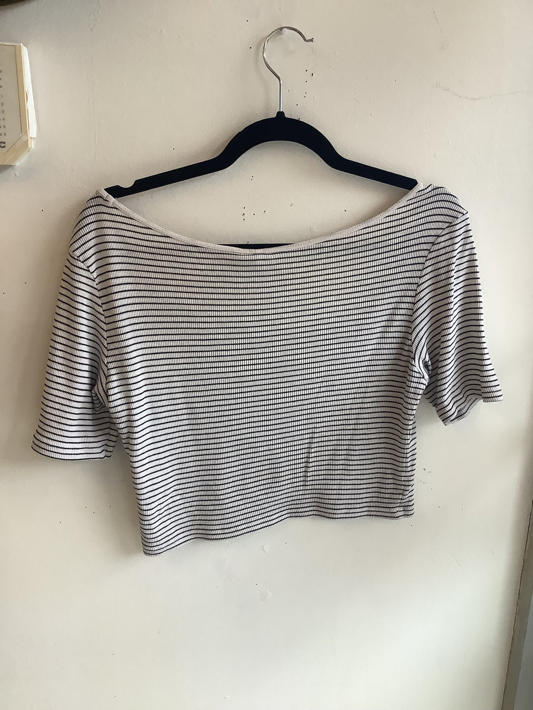 H&M Striped Ribbed Crop Tee