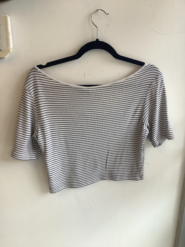 H&M Striped Ribbed Crop Tee