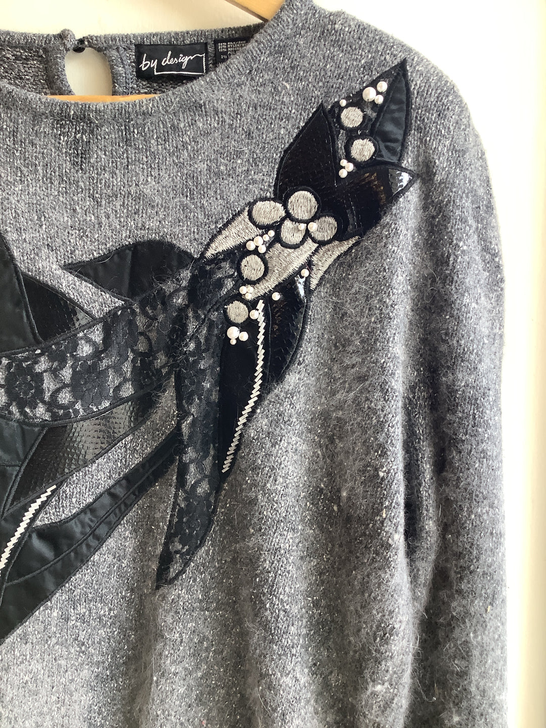 Vintage By Design Embellished Angora Silk Sweater