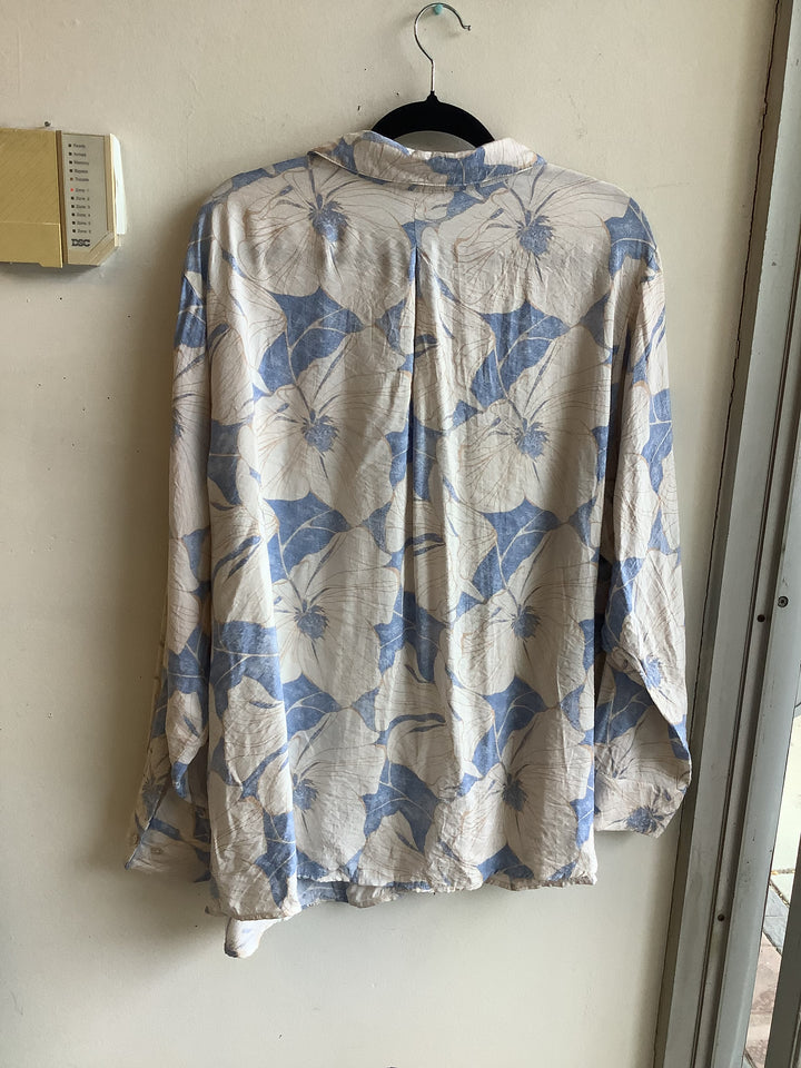 Blue Poppy Button Up