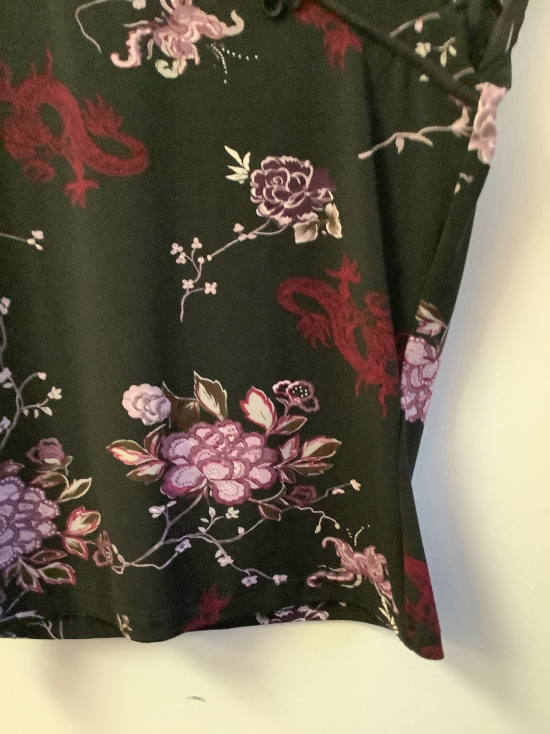 Vintage Dragon Bloom Satin Mandarin Top