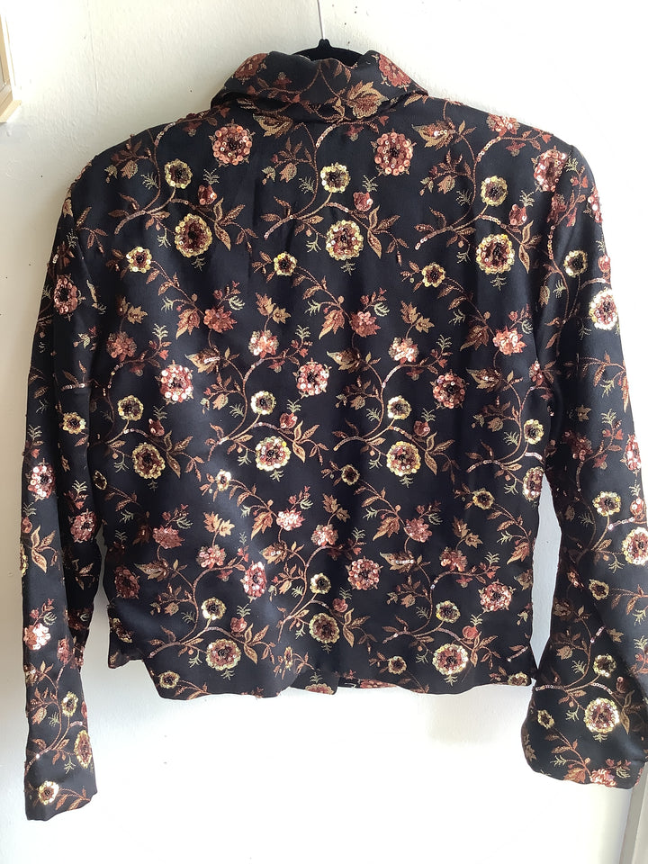 Vintage Floral Brocade Cropped Jacket