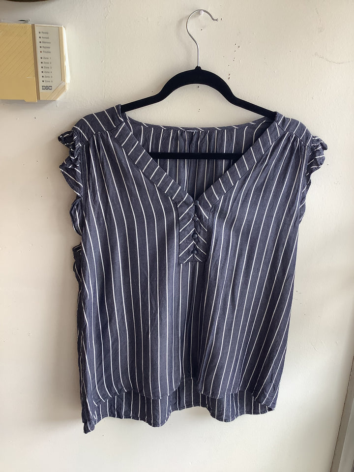 Coastal Stripe Ruffle Blouse