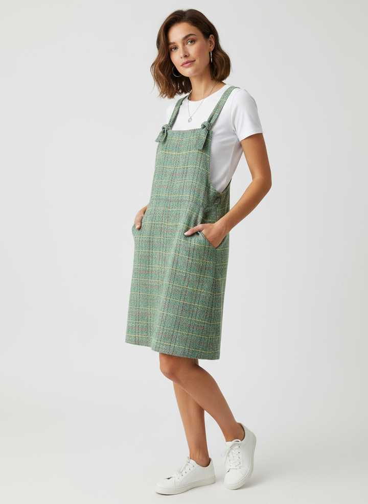 Butterflies in Ballgowns Evergreen Tweed Overall Dress